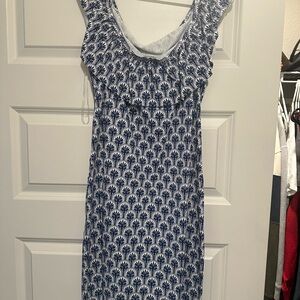 Tommy Bahama Navy and White Palm Print Midi Dress